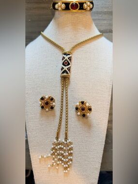 Vintage Monet Christian Lacroix Goldtone Necklace, Bracelet & Earrings Rare